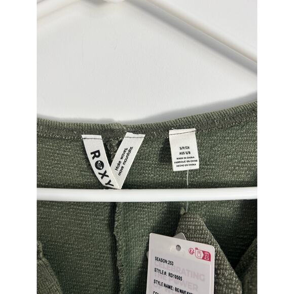 Roxy Women’s Big Wave Knit Romper Short Sleeve Drawstring Waist Pockets Size S - Picture 8 of 10